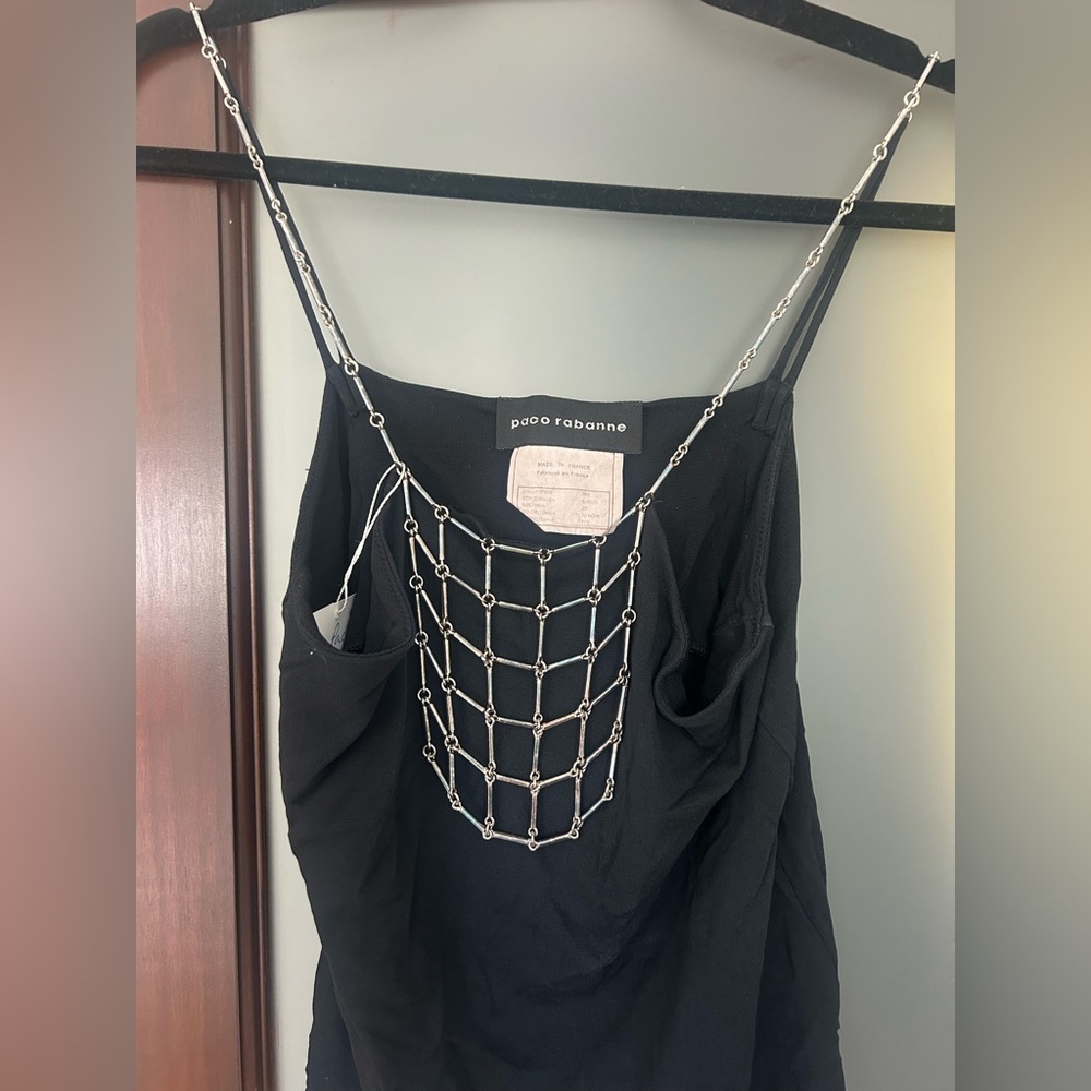 Paco Rabanne Black Tank with Silver Tube Chainnet